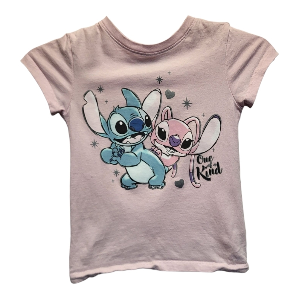 Disney Kids Pink Short Sleeve Tees with Lilo & Stitch Design
